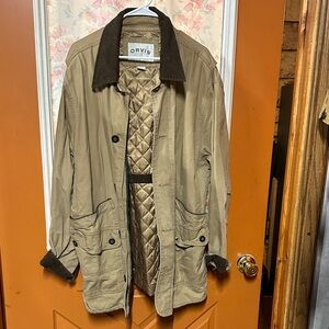 Orvis Khaki Field Jacket with Dark Brown Corduroy Collar